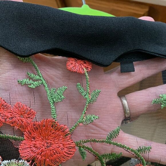 Size XXXL cocktail dress. Black with sheer embroidery shoulders & sleeves - Picture 7 of 10